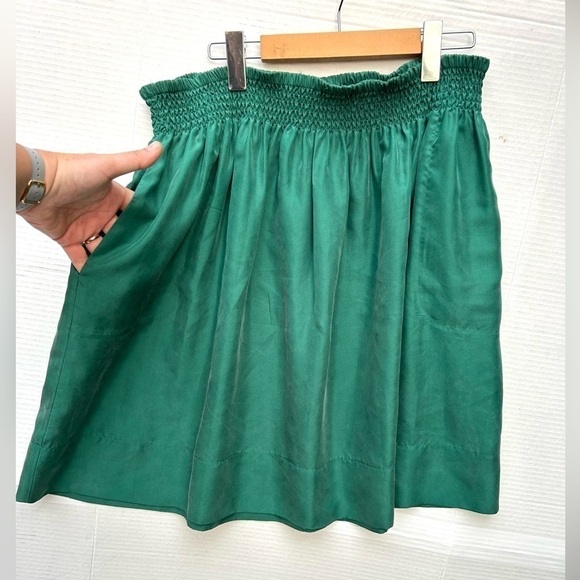 TALBOT green silk skirt size medium - Picture 8 of 10